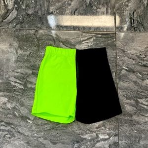 Half Neon Green, Half Mesh Shorts